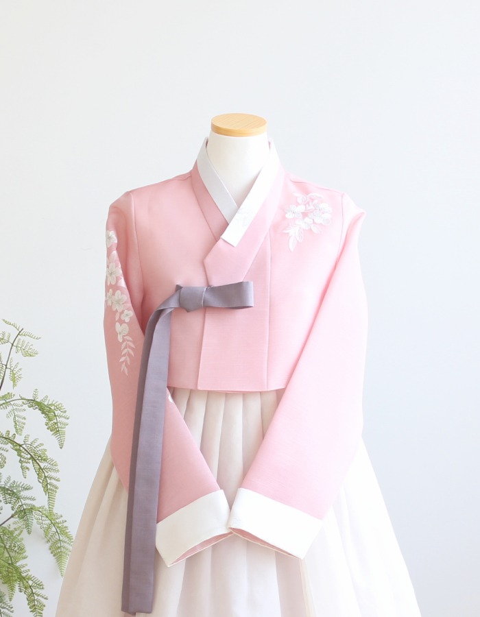 [한복대여] 연분홍색 저고리 신부혼주 하객한복
